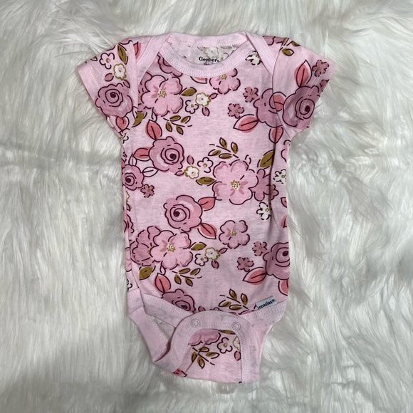Gerber One Pieces Gerber Newborn Baby Girl Pink Floralrose Print